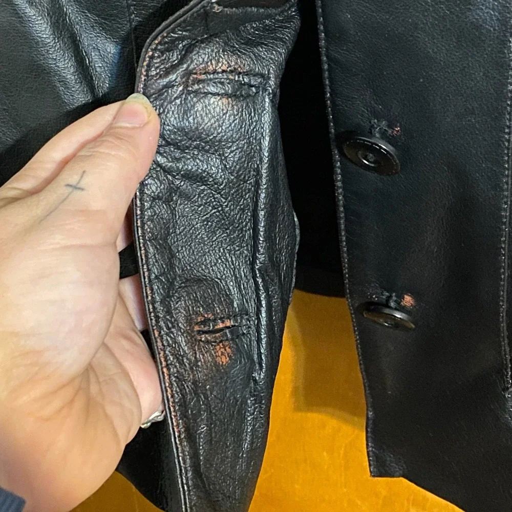 East 5th‎ Genuine Leather Blazer Jacket XL Extra Large Black Button Front - Picture 6 of 10